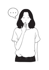 口元を隠し沈黙する女性