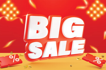 Big sale 3D style Flash Sale banner template design for web or social media.