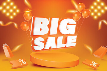 Big sale 3D style Flash Sale banner template design for web or social media.