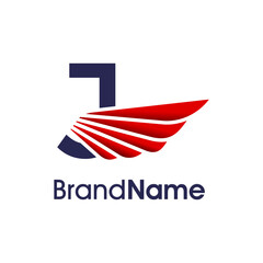 Initial J Modern Wing Logo
