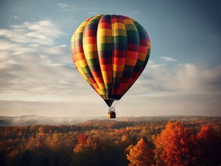 Fototapeta premium A single, colorful hot air balloon