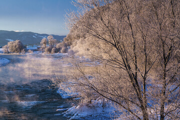 富良野川の川霧