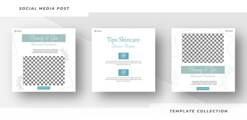 Product skincare design beauty & spa social media pack template premium vector