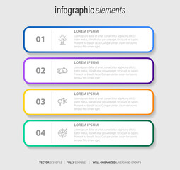 Business infographic element with 4 options, steps, number vector template design
