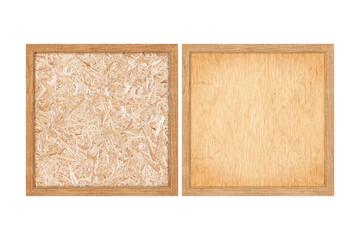 Plywood frome compressed frame texture isolated on white background