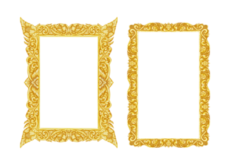 old decorative gold frame - handmade, engraved isolated on white background with clipping path included.
