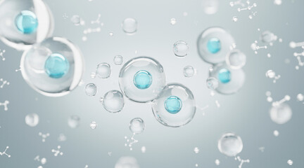 3D Collagen Skin Serum and Vitamin illustration isolated on soft color background. concept skin care cosmetics solution. 3d rendering.	