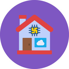 Smart House Multicolor Circle Flat Icon