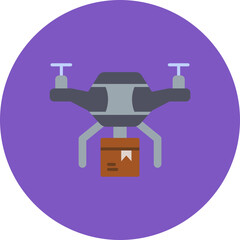 Drone Delivery Multicolor Circle Flat Icon