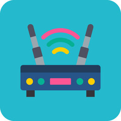 Obraz premium Router Multicolor Round Corner Flat Icon