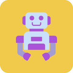 Robot Multicolor Round Corner Flat Icon