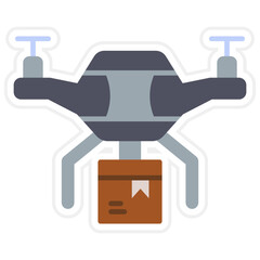 Drone Delivery Sticker Icon