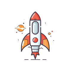 Mascot cartoon of rocket space astronaut. 2d character vector illustration in isolated background