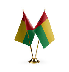 Small national flags of the Guinea Bissau on a white background