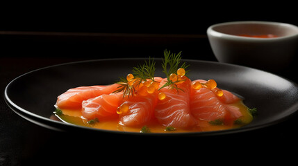 Salmon Sashimi with Ponzu melt in the mouth salmon served