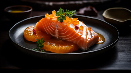 Salmon Sashimi with Ponzu melt in the mouth salmon served