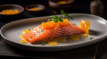 Salmon Sashimi with Ponzu melt in the mouth salmon served