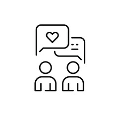 Dating app users exchanging flirting love messages. Pixel perfect, editable stroke icon