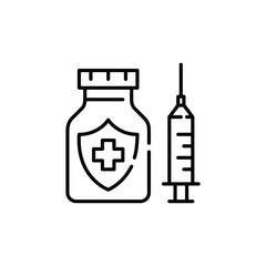 Vaccine covered by healthcare plan. Medical insurance immunisation. Pixel perfect, editable stroke icon