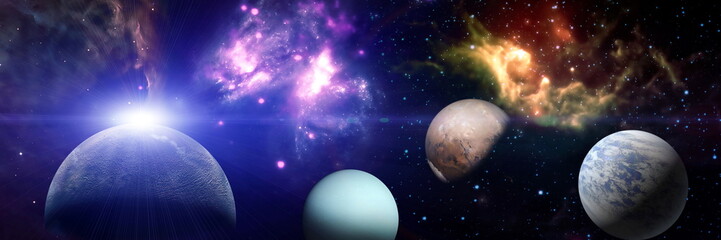 Obraz na płótnie Canvas planets, awesome science fiction wallpaper, cosmic landscape. Elements of this image furnished by NASA
