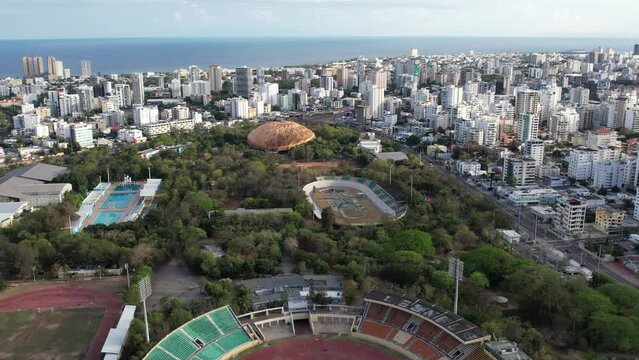 View of Santo Domingo from the air Villa olimpica or estadio olimpico next to naco sector