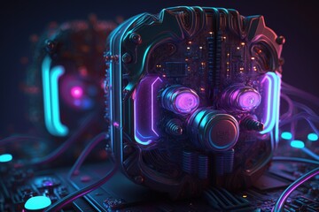 Futuristic supercomputer technology concept.AI generated	
