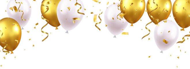 Celebration party banner with color balloons background.