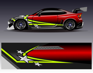 Car wrap design vector. Graphic abstract stripe racing background kit designs for wrap vehicle  race car  rally  adventure and livery