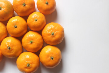 fresh citrus fruits containing vitamin C for health on a white background