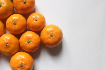 fresh citrus fruits containing vitamin C for health on a white background