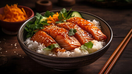 Salmon Sashimi Doniburi is a delicious Japanese rice bowl topped