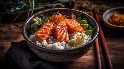 Salmon Sashimi Doniburi is a delicious Japanese rice bowl topped