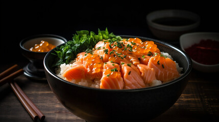 Salmon Sashimi Doniburi is a delicious Japanese rice bowl topped