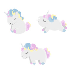 Vector set of cute unicorns