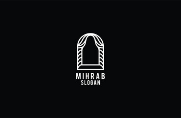 Vector mihrab niche arch door logo vector icon illustration