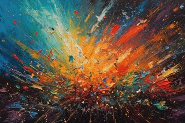 Obraz na płótnie Canvas Starry Night Fireworks: A Dazzling Display of Impressionism 5