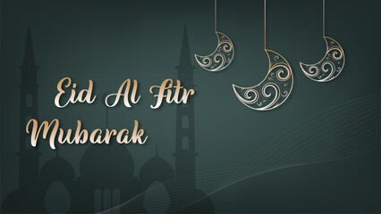 Eid al-Fitr celebration poster banner wallpaper minimalist design with a clean and modern theme