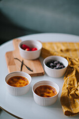 Crème brûlée with fresh vanilla and fruit.