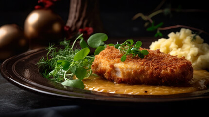 Golden and Crispy Wiener Schnitzel, Perfect for Your Next Meal, food photography. Generative AI