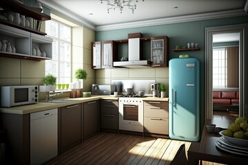 Fototapeta premium modern kitchen interior, cute and smart kitchen, kitchen interior design ideas.