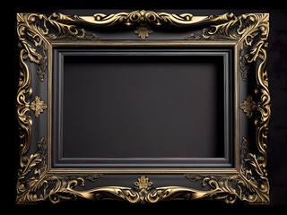 Old vintage gold ornate eleaborate frame. AI Generated.