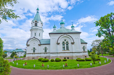 Fototapeta na wymiar Catholic orthodox church at Motomachi district in Hakodate, Hokkaido, Japan.