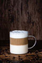 Cafe latte macchiato layered coffee