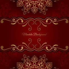 red luxury background, with gold mandala ornament