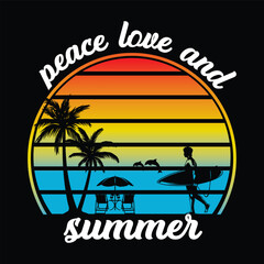 summer background summer holiday peace love and summer T-shirt design