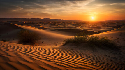 Sands of Beauty: Capturing the Serenity of Dry Landscapes, Sand Dunes, and Sunsets - AI Art