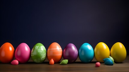 colorful easter eggs on dark background