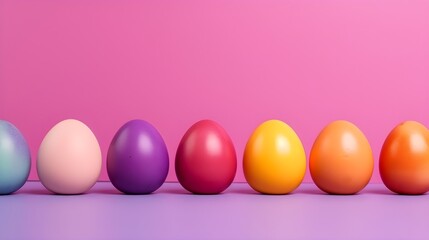 easter eggs on a pink background