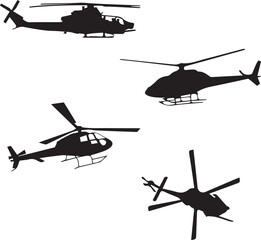 Fototapeta na wymiar helicopter silhouettes set 