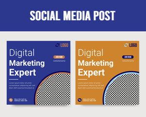 Digital marketing expert business social media promotional square post design template Vector
